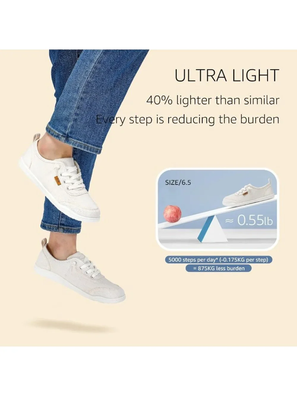 Women's Beige Comfortable Classic Slip On Low Top Canvas Fashion Comfort Sneaker